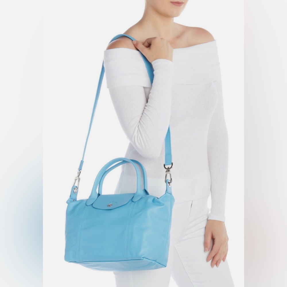 NWOT Luxury Preppy Travel RARE LONGCHAMP Le Pliage Leather Medium Tote/Crossbody